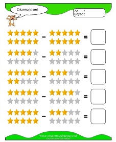 Çıkarma İşlemi Çalışma Sayfaları